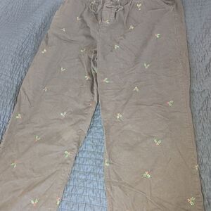Kids Brown Embroidered Pants